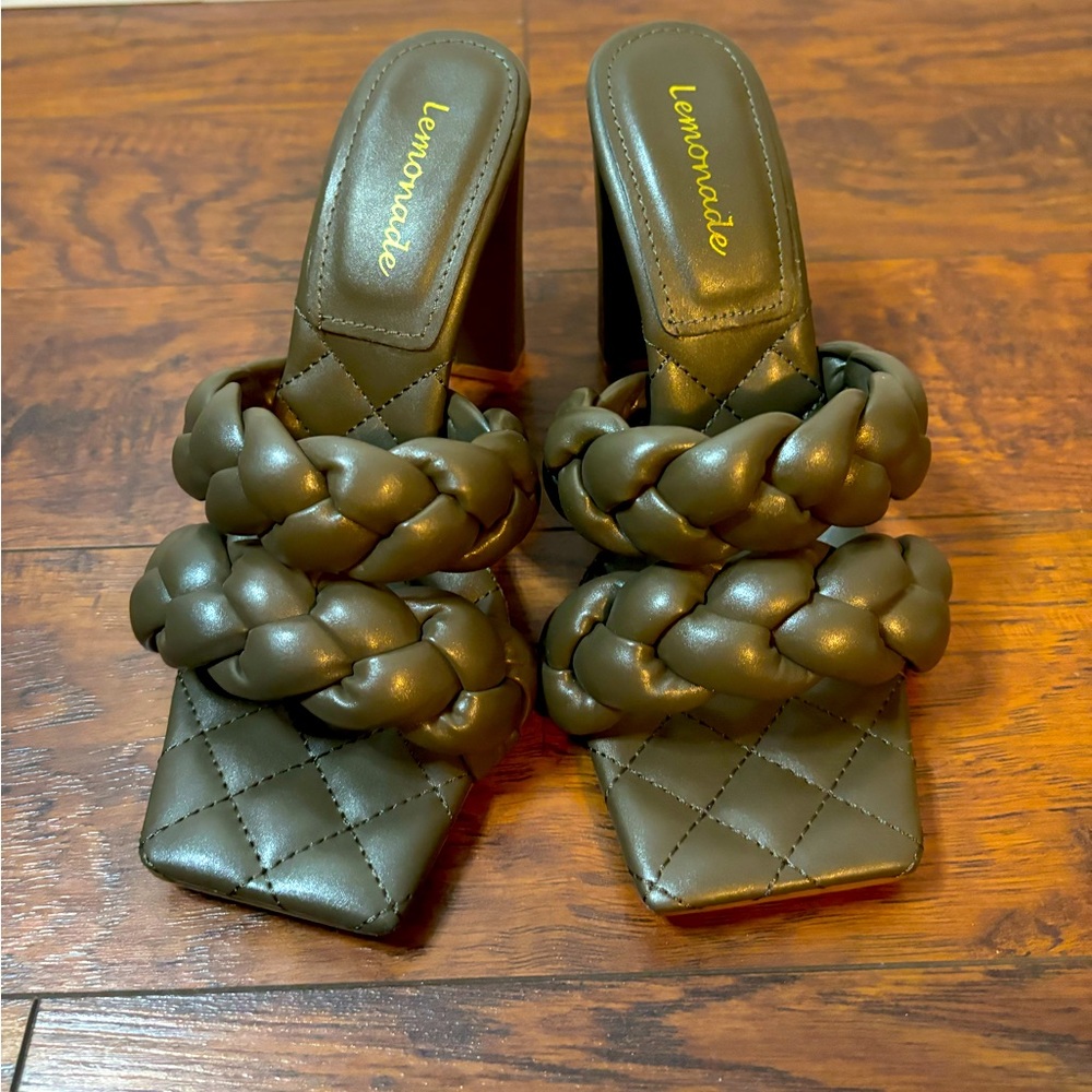 Braid solid faux leather open toe sandals